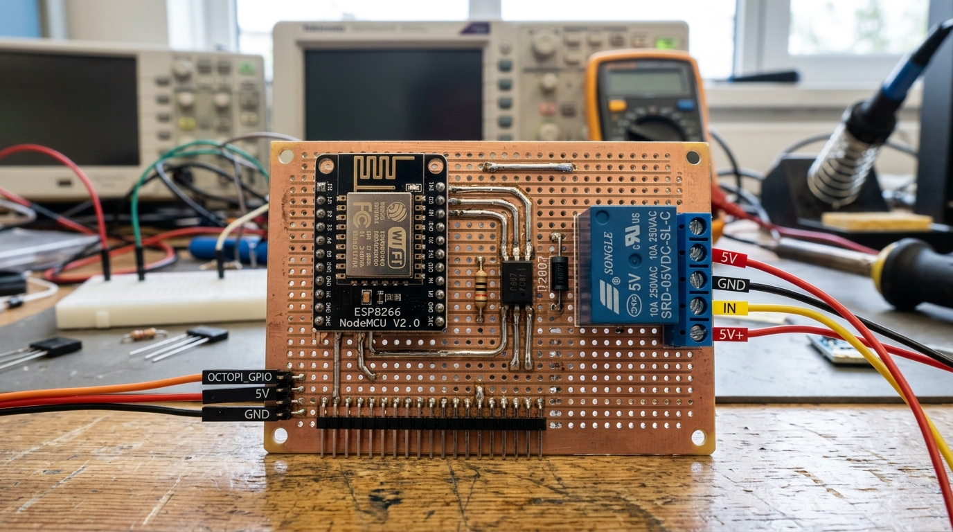 Realistic Vero Board Prototype for OctoPi Tasmota Relay Controller